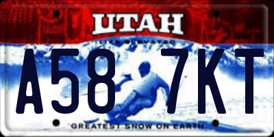 UT license plate A587KT
