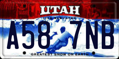 UT license plate A587NB