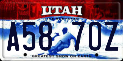 UT license plate A587OZ