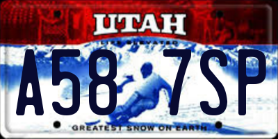 UT license plate A587SP