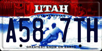 UT license plate A587TH