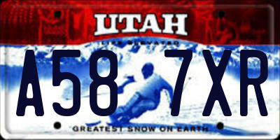 UT license plate A587XR
