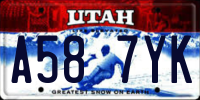 UT license plate A587YK