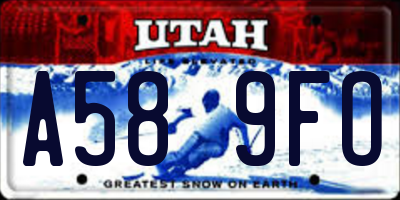 UT license plate A589FO