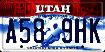 UT license plate A589HK