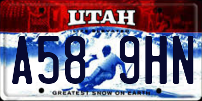 UT license plate A589HN
