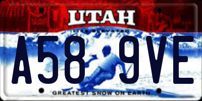 UT license plate A589VE