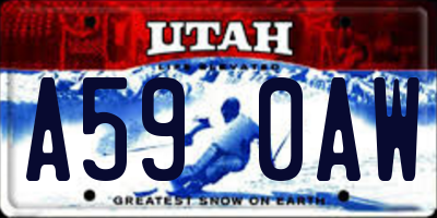 UT license plate A590AW