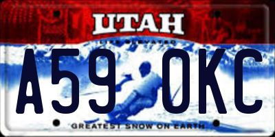 UT license plate A590KC