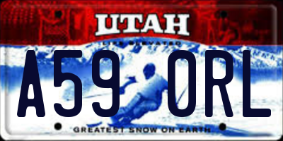 UT license plate A590RL