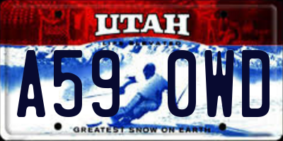 UT license plate A590WD