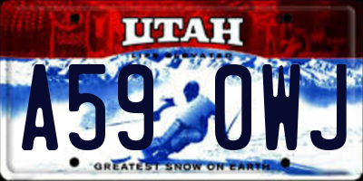 UT license plate A590WJ