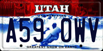 UT license plate A590WV