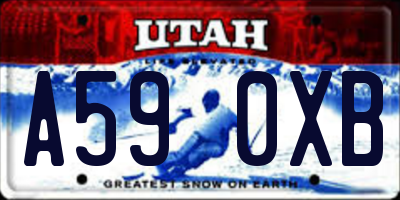 UT license plate A590XB