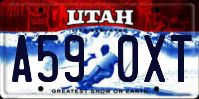 UT license plate A590XT