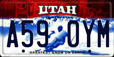 UT license plate A590YM