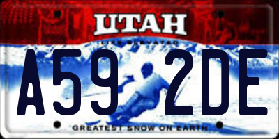 UT license plate A592DE