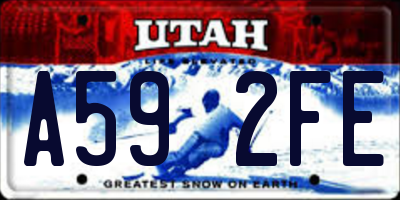 UT license plate A592FE