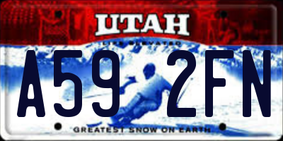 UT license plate A592FN