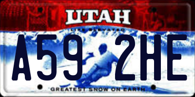 UT license plate A592HE