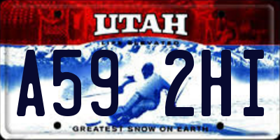 UT license plate A592HI