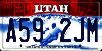 UT license plate A592JM