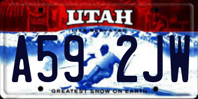 UT license plate A592JW