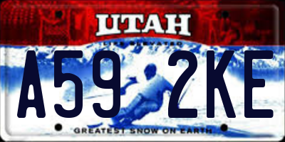 UT license plate A592KE