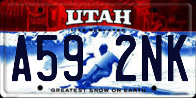 UT license plate A592NK