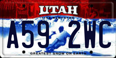 UT license plate A592WC