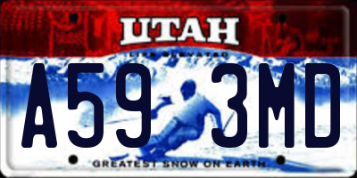 UT license plate A593MD