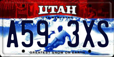 UT license plate A593XS