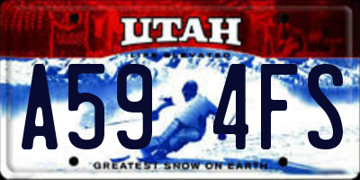 UT license plate A594FS