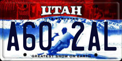 UT license plate A602AL