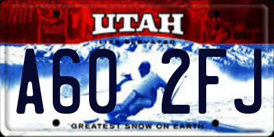 UT license plate A602FJ