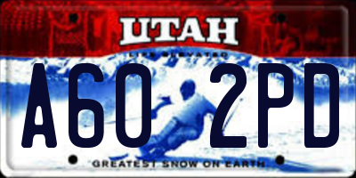 UT license plate A602PD