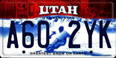 UT license plate A602YK