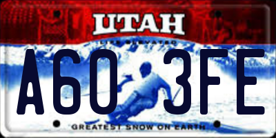 UT license plate A603FE