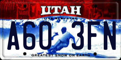 UT license plate A603FN