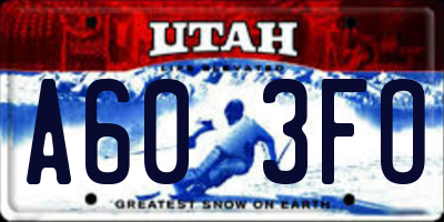 UT license plate A603FO