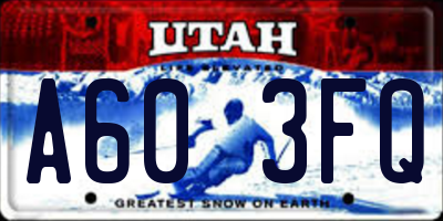 UT license plate A603FQ