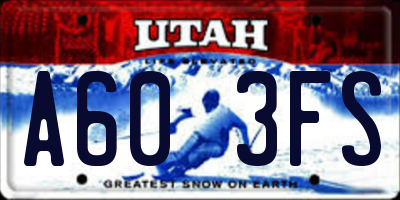 UT license plate A603FS