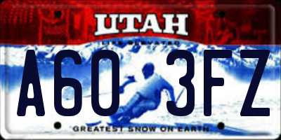 UT license plate A603FZ