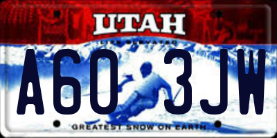 UT license plate A603JW