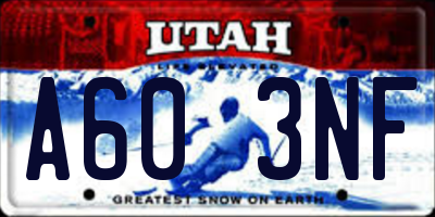 UT license plate A603NF