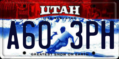 UT license plate A603PH