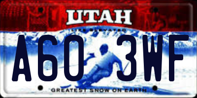 UT license plate A603WF