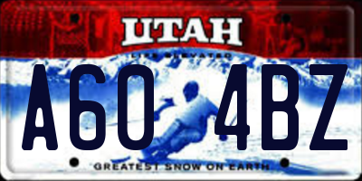 UT license plate A604BZ