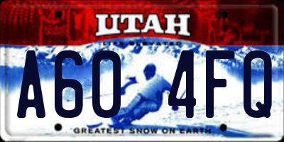 UT license plate A604FQ