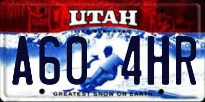 UT license plate A604HR